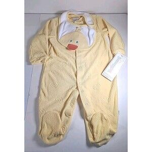 Vintage NOS Buster Browns Footed Pajamas 6-9 Months W/ Bib Duck Unisex